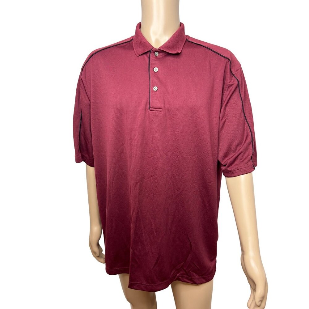Top Flite Men's XL Golf Polo Shirt Maroon Short Sleeve Polyester 3 Button Casual